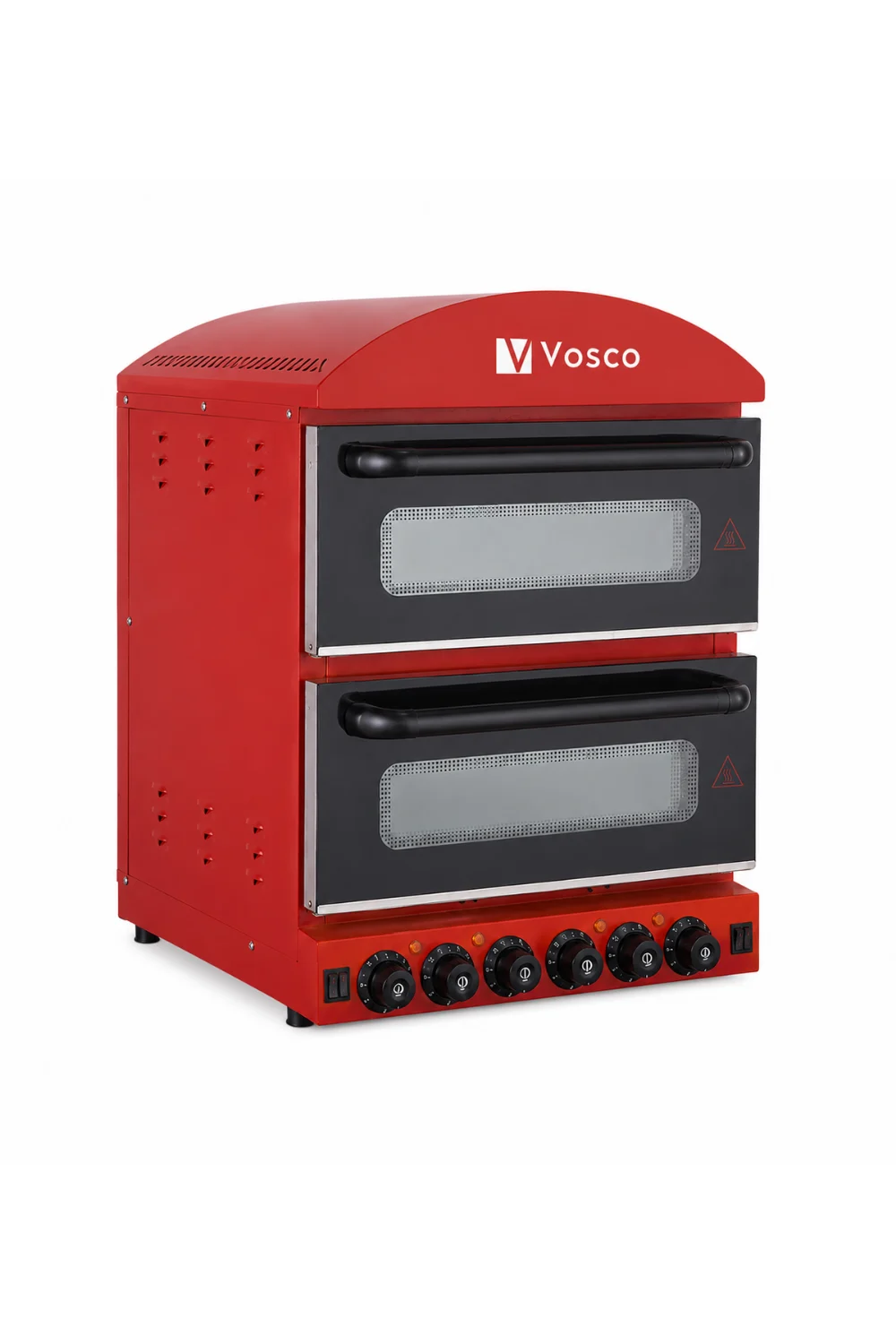 Vosco Çift Katlı Elektrikli Pizza Fırını - Taş Tabanlı Profesyonel Kırmızı Pizza Fırını
